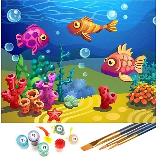 Tabdiko Painting By Numbers Hobby Kit Aquarium 40x50 cm