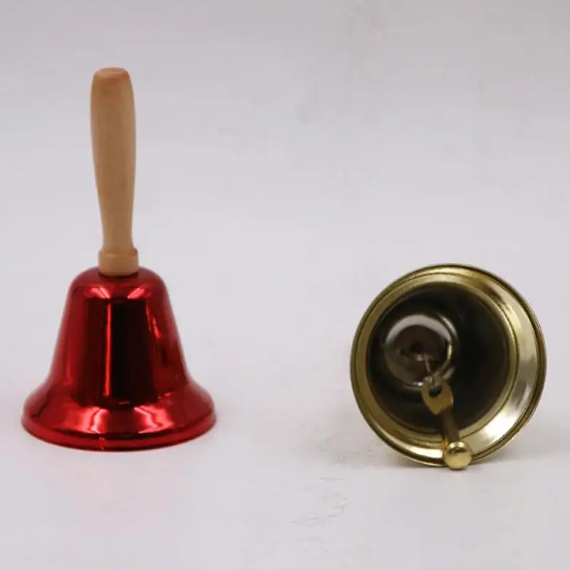 Attenzione festiva campana a mano di natale manico in legno asilo bambini natale Jingle Ring decorazioni natalizie campane di natale