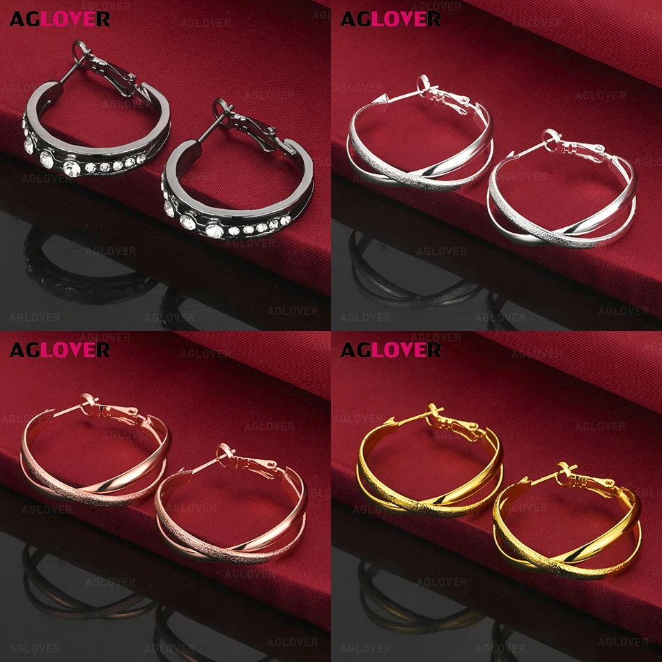 

AGLOVER 925 Sterling Silver Large and Small Cubic Zirconia Round Earrings for Women Classic Fashion Gift Engagement Jewelry