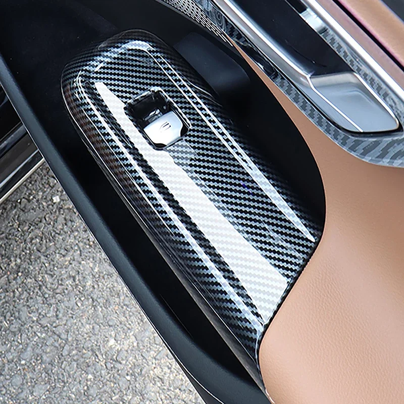 Door Armrest Window Glass Lift Button Panel Cover Carbon Fiber Pattern Trim For Mercedes Benz E Class W214 2024 Car Accessories