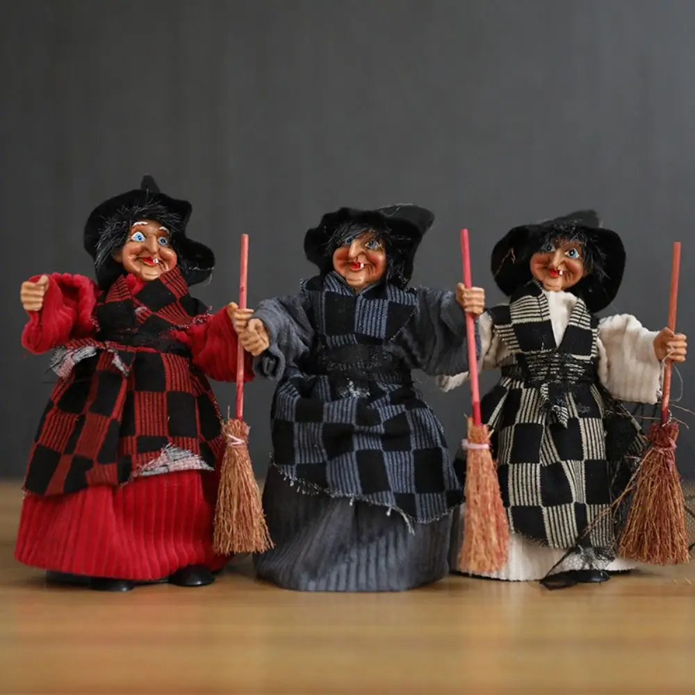 3pcs Cloth Halloween Broomstick Witch Pendant Creative Artificial Witch Hanging Scary Funny Halloween Ornament Party