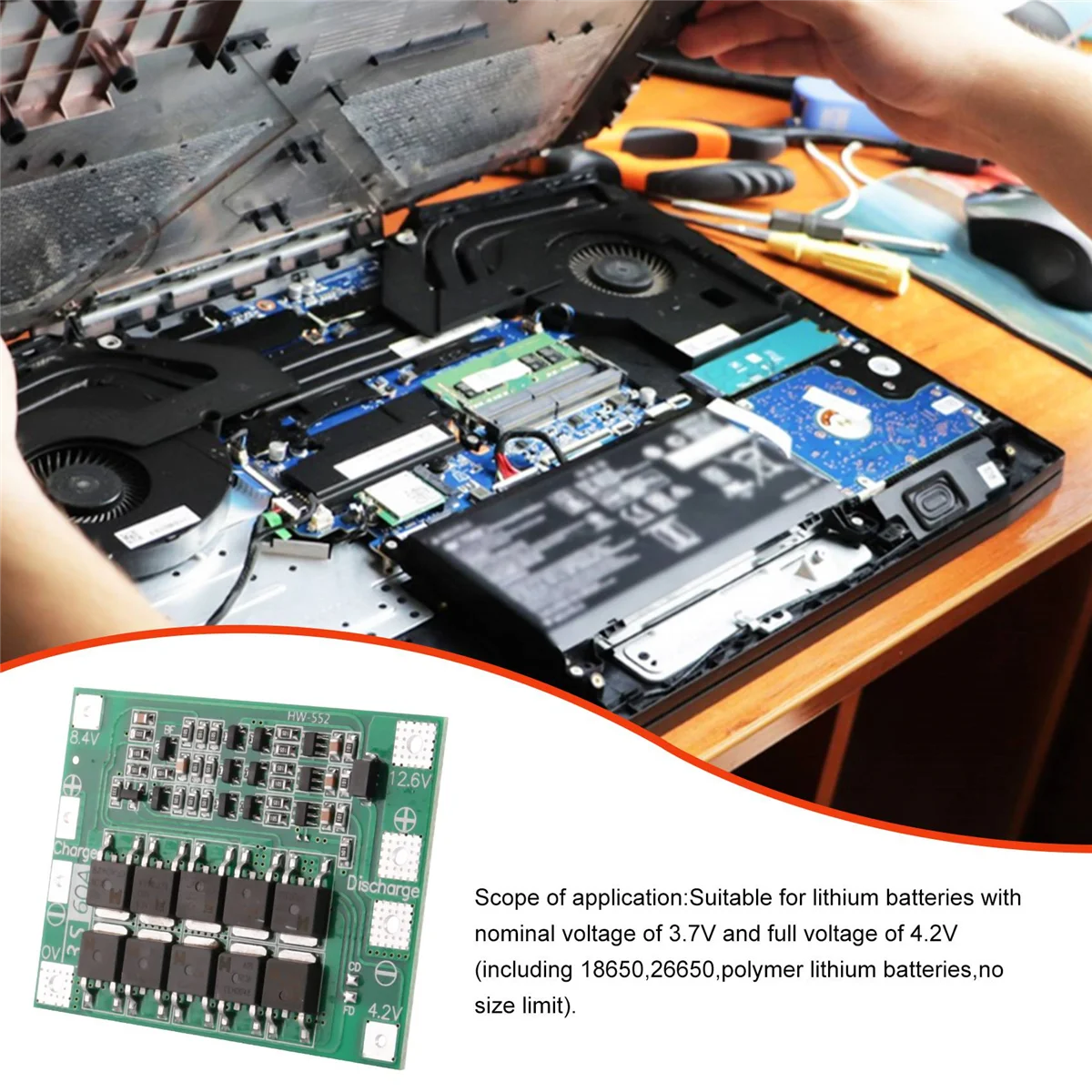 AU69_3S 60A Bms Board Lithium Li-Ion 18650 Battery Protection Board