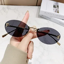 Elegant Diamond Oval Sunglasses Male Letter 