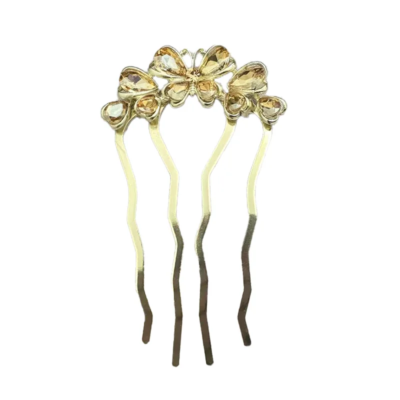 Fashion Crystal Butterfly Hairpin Women Luxury Metals Skeleton Hair Clip Hair Jewelry Ornament Hair Accessories Gifts