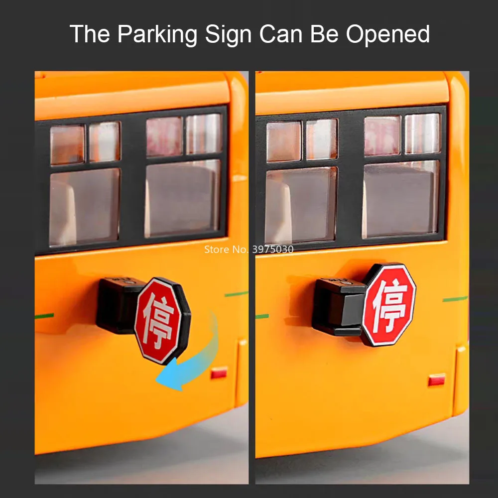 1:24 ônibus escolar modelos em miniatura carros brinquedo liga diecast som luz roda de carro puxar para trás modelo veículo para meninos brinquedos interativos