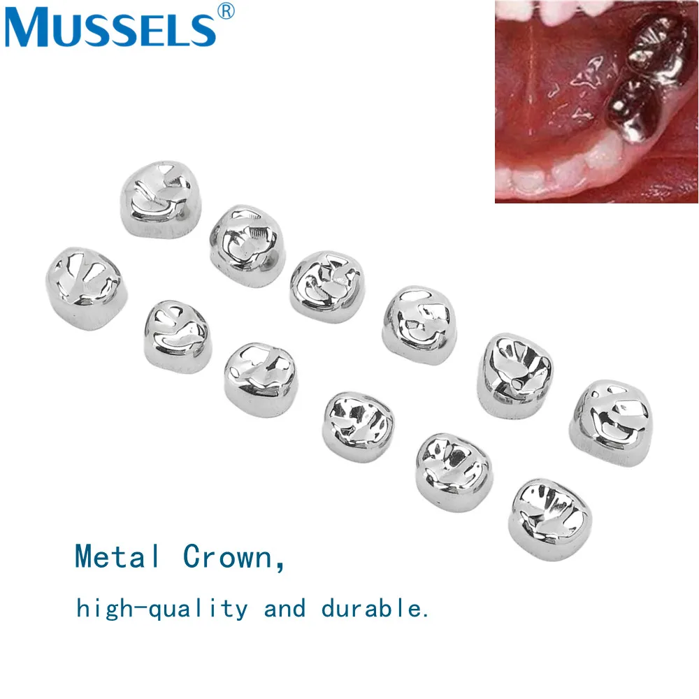 12 szt. Korona zębów dla dorosłych dzieci wstępnie uformowana metalowa tymczasowa pierwotna korona ze stali nierdzewnej trzonowa dla dzieci dentysta