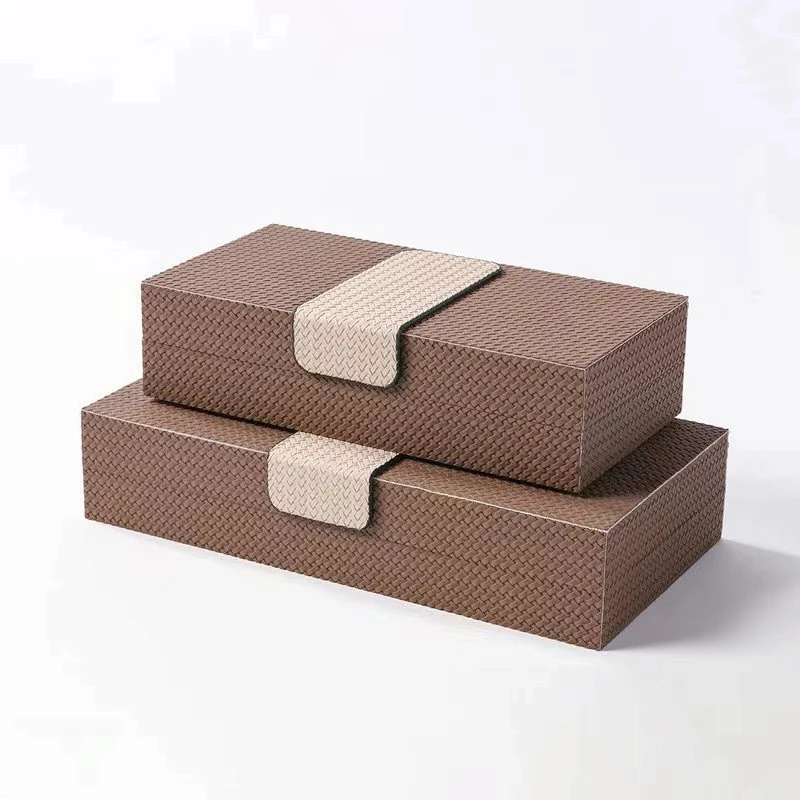 Modern minimalist Italian jewelry box storage box sample room cloakroom bedroom woven pattern leather jewelry box decoration