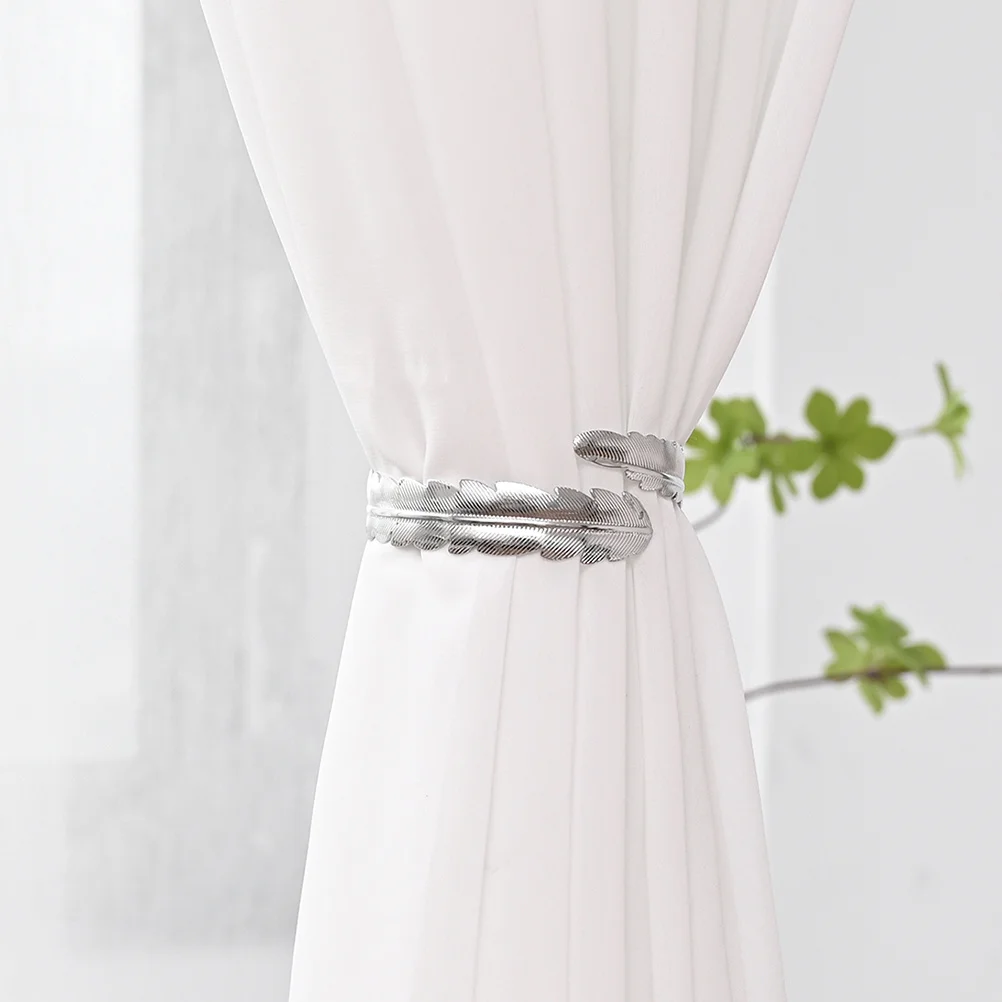 

Leaf Design Alloy Curtain Tieback Silver Decorative Fixing Buckle Holders for Bedroom Living Room Curtain Tieback