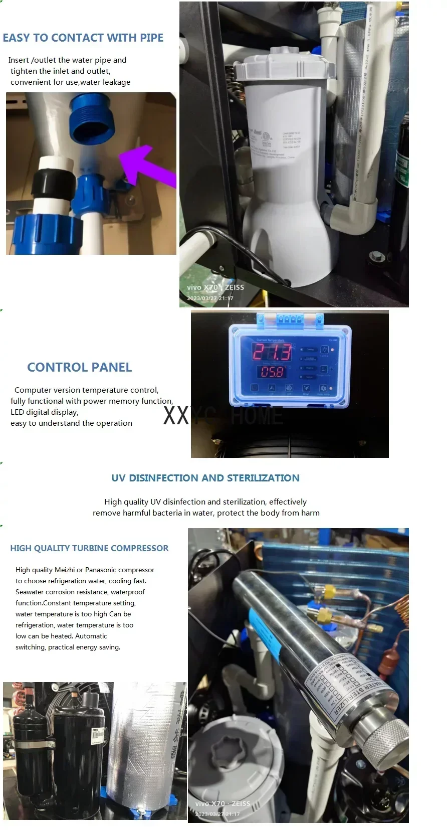 Customized 1HP 1.5HP 2HP Recirculating Ice Bath System Cooled Water Chiller with Filter Ilter  Pump UV Ozone