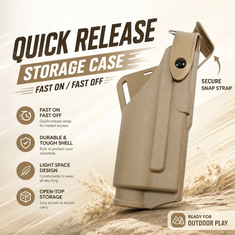 Hard Plastic Waist Carry Pouch With Safety Buckle Fast Draw Design Storage Shell For Accessory Attached