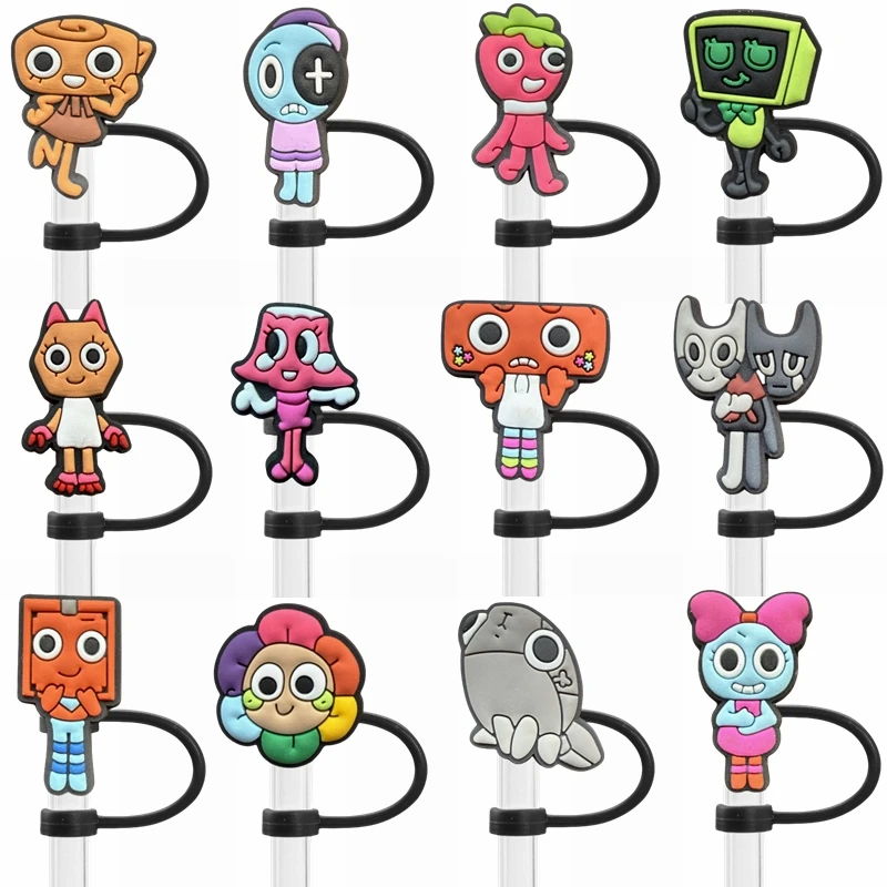 Dandys World Cartoon Straw Cover Cap for Reusable Drinking Dust Cap Glas Cup Accessories, Straw Topper 10mm Silicone Straw Cover