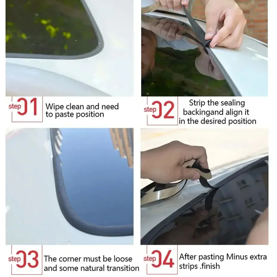 Car Roof Rubber Seal Strip Car Window Rubber Weatherstrip Seal Trim Cover Seal Strip Noise Insulation for Car Accessori Sealants