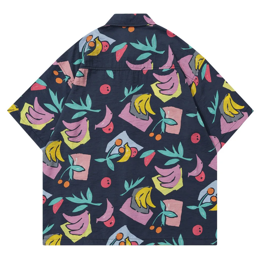 Fruit Full Print Beach Shirt Men Women Summer Turn-down Collar Men's Hawaiian Shirts Couple Clothing 2 Colors