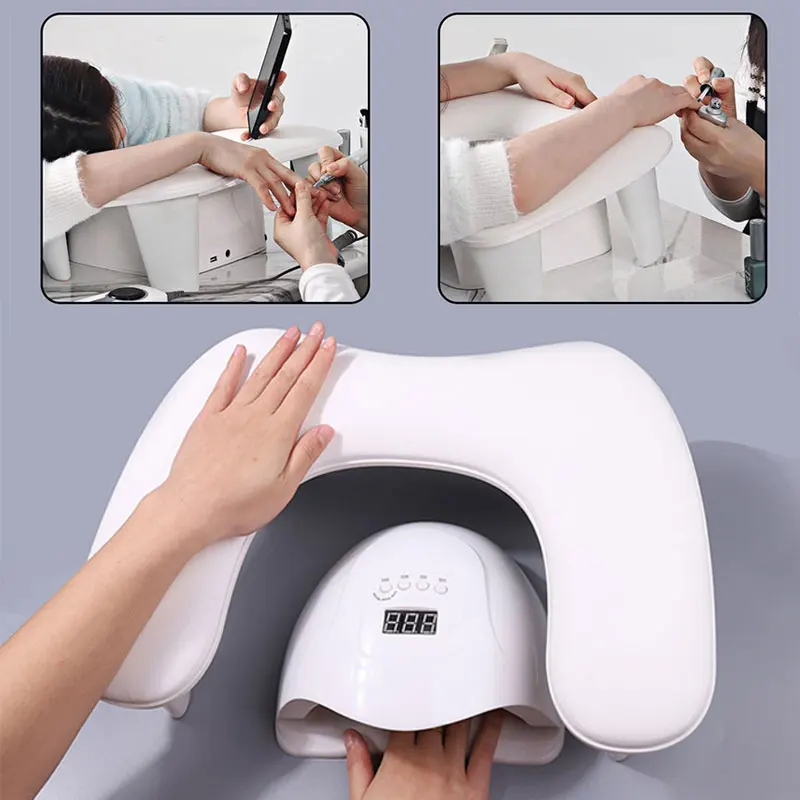 

New U-shaped Manicure Comfortable Hand Pillow Arm Rest Portable Removable Stand PU Leather Nail Hand Pillow Manicure Tool