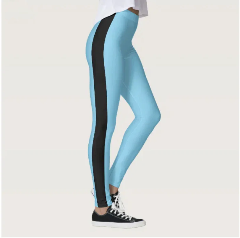 Color-matching printed stretch slim-fit elastic waist casual leggings for women every day