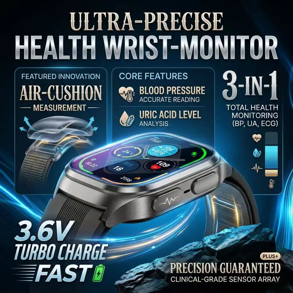 New NFC ECG Nursing Grade Air Bag Smart Watch Men's Blood Fat Blood Pressure Voice Broadcast Health Smart Bracelet For Men Woman