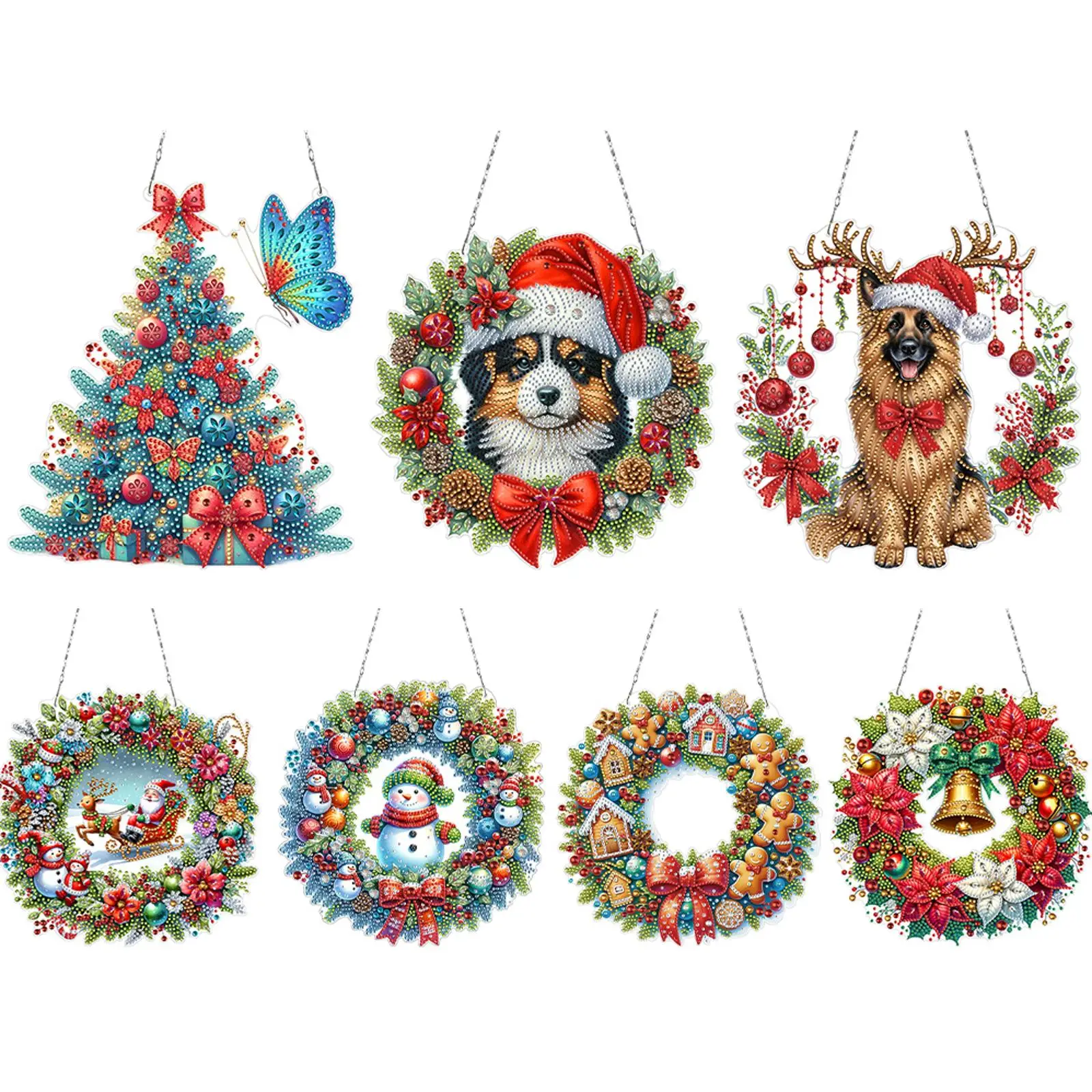 

Acrylic Special Shape Xmas Tree and Butterfly 5D DIY Diamond Painting Dots Pendant DIY Diamond Art Pendant Kit for Art Crafts