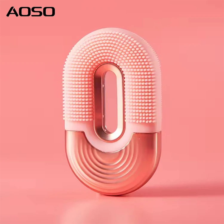 Elektryczny oczyszczacz do twarzy z trójkolorową terapią światłem + podstawa z efektem pływania. Kompaktowy, ale mocny do głębokiego oczyszczania, delikatnie oczyszcza skórę.