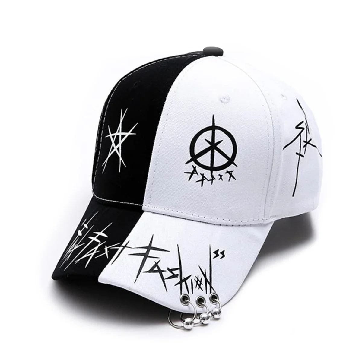 Unisex Eye Printed Iron Ring Baseball Caps Spring and Autumn Outdoor Adjustable Casual Hats Sunscreen Hat