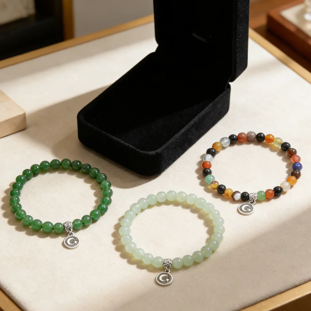 Agate 6‑mm 33‑Piece Bracelet Gift Box Set, Smooth for Prayer Counting, Gift‑Worthy Commemorative Hand‑Held Prayer Beads