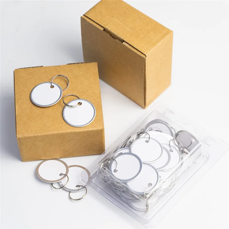 180 PCS Metal Rim Tags Key Tags Round Paper Tags With Metal Rings For Car Keys And Door Keys, White & Silver