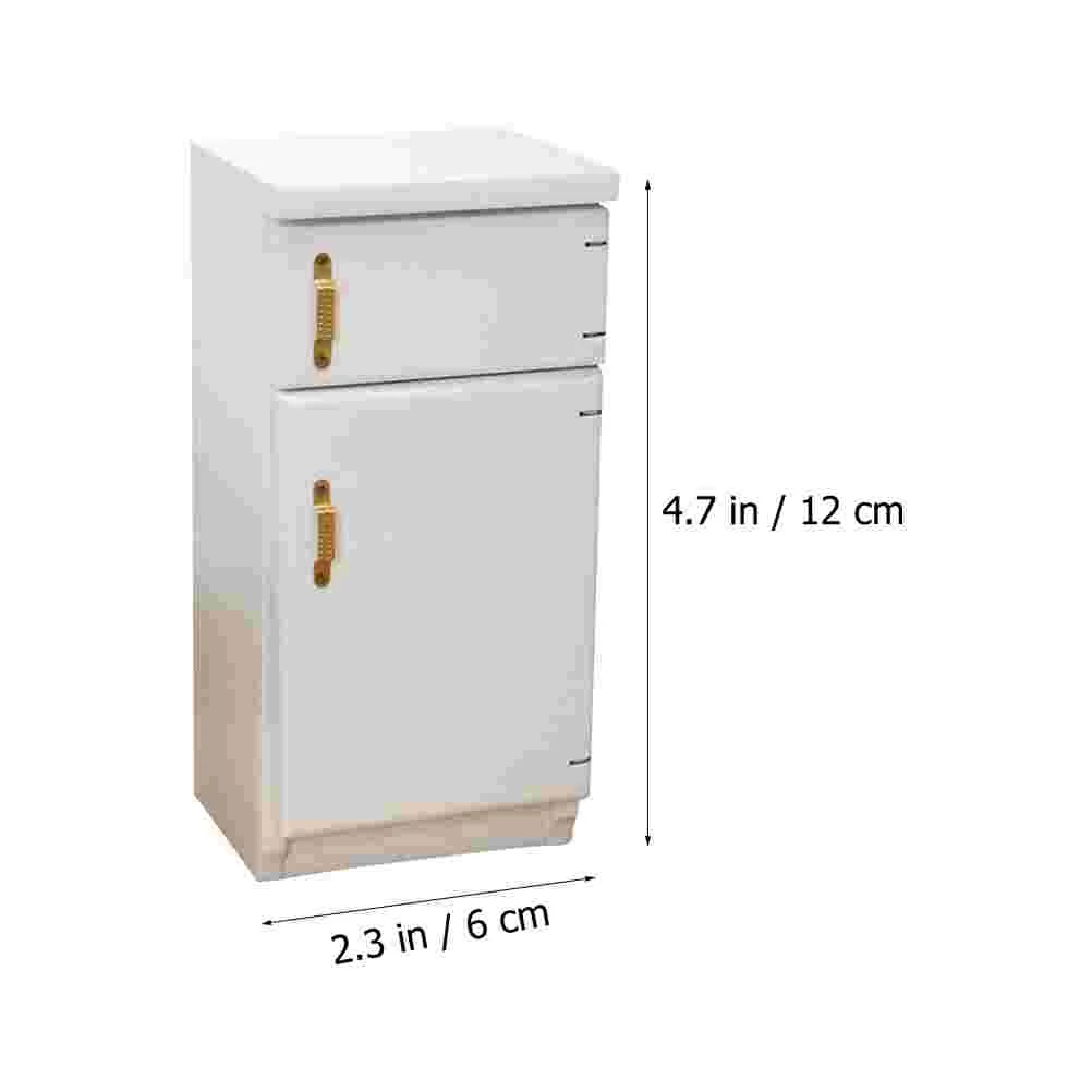 Refrigerador de doble puerta en miniatura para casa, modelo de muebles, adorno de madera, accesorios de casa de muñecas, escena/escala, blanco