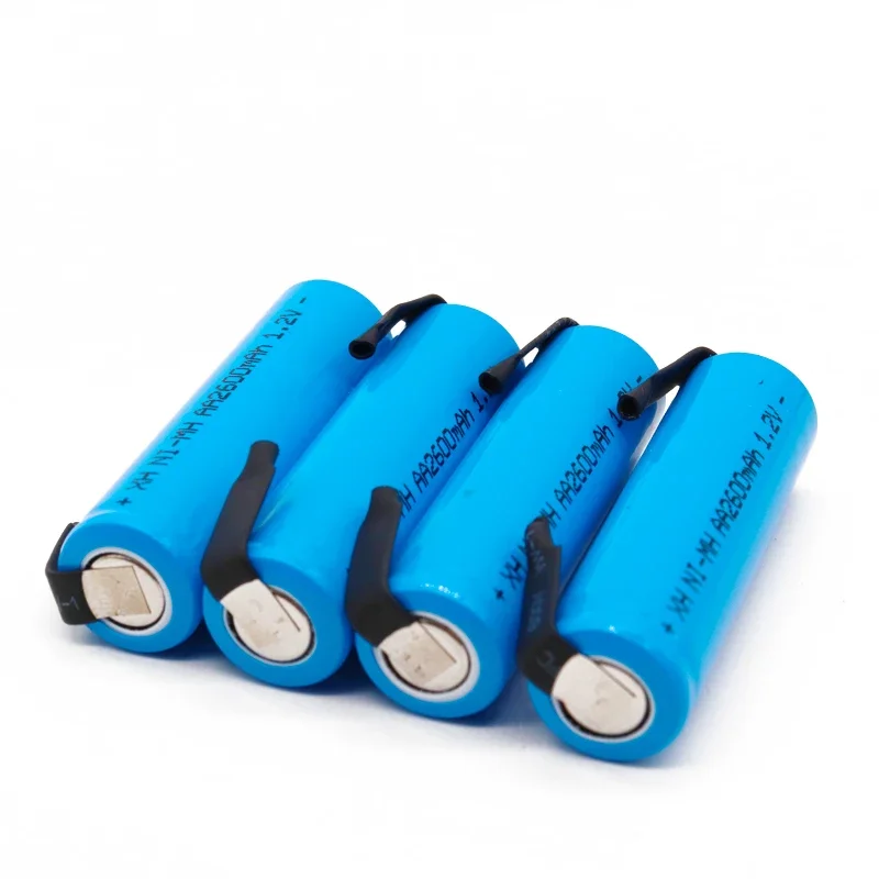 2-20pcs New 1.2V AA battery 2600 MAH 2A Ni-MH Ni MH cell blue shell with tabs pins for Philips Braun electric shaver tool brush