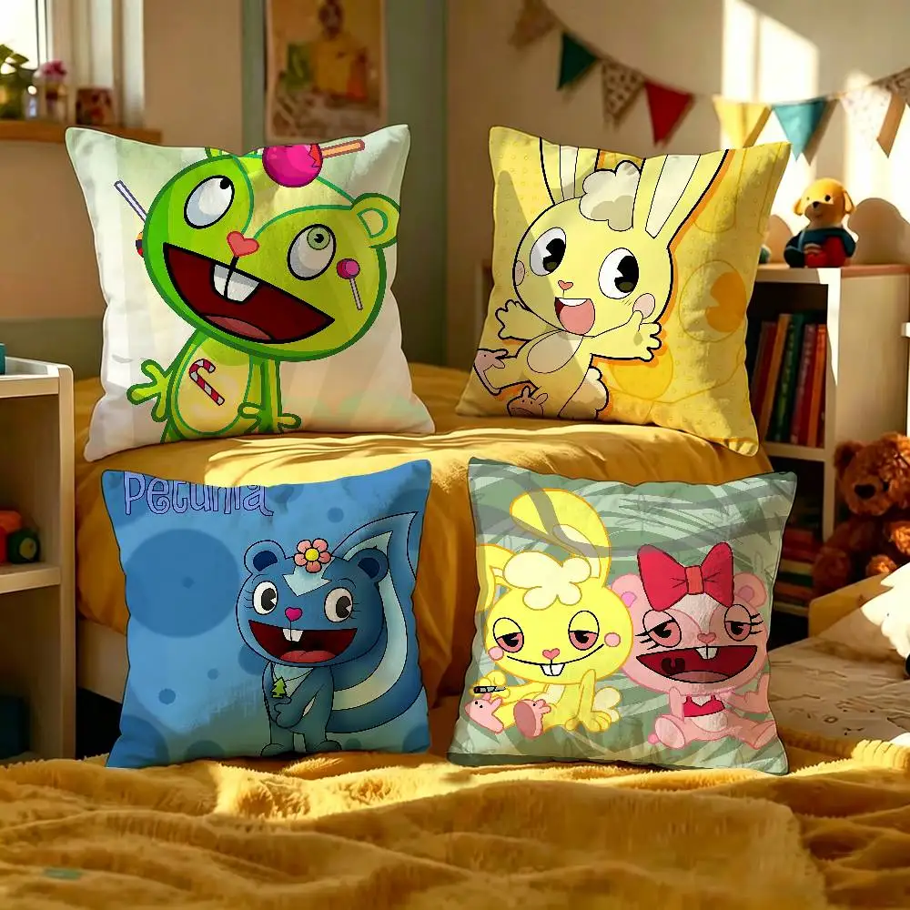 Cute American Cartoon H-Happy Tree F-Friends Cushion Cover Polyester Cushions Decorative Throw Pillows Decoration Pillowcover