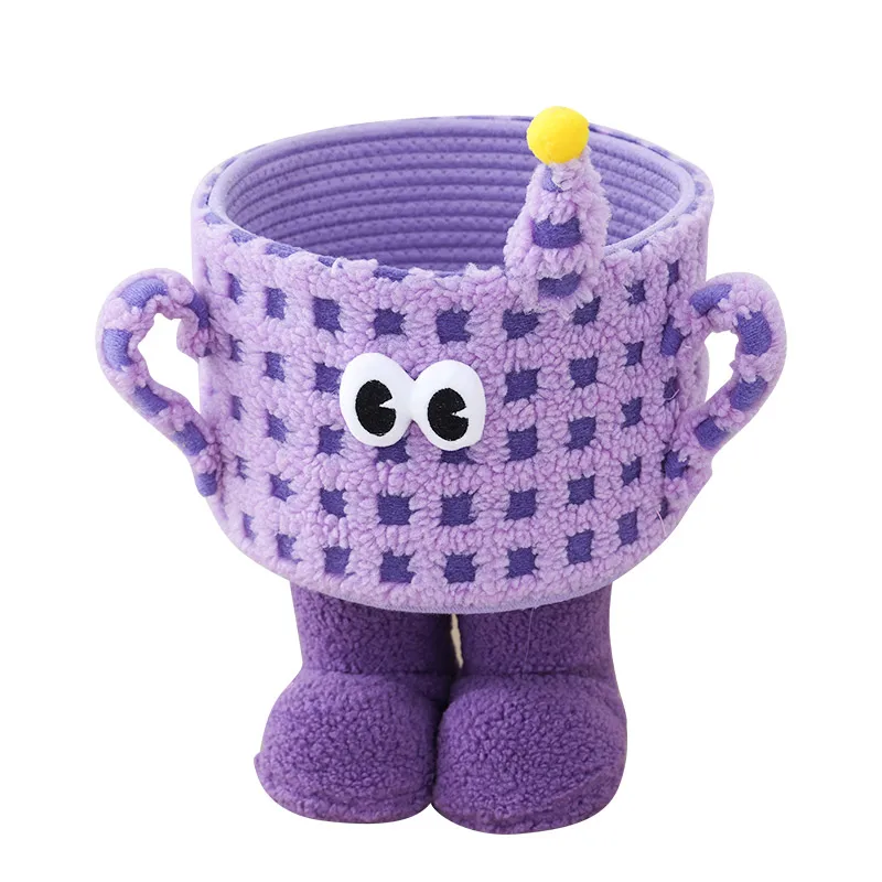 

*Storage basket for snacks, cute tabletop fabric storage by the bed, dopamine monster basket, toy storage bucket.