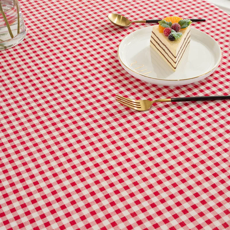 TABLECLOTH AROUND-Cotton Linen Tassel Tablecloth, Plaid Round Tablecloth, Red Striped Lattice Table Map, Wedding Cloth Cover