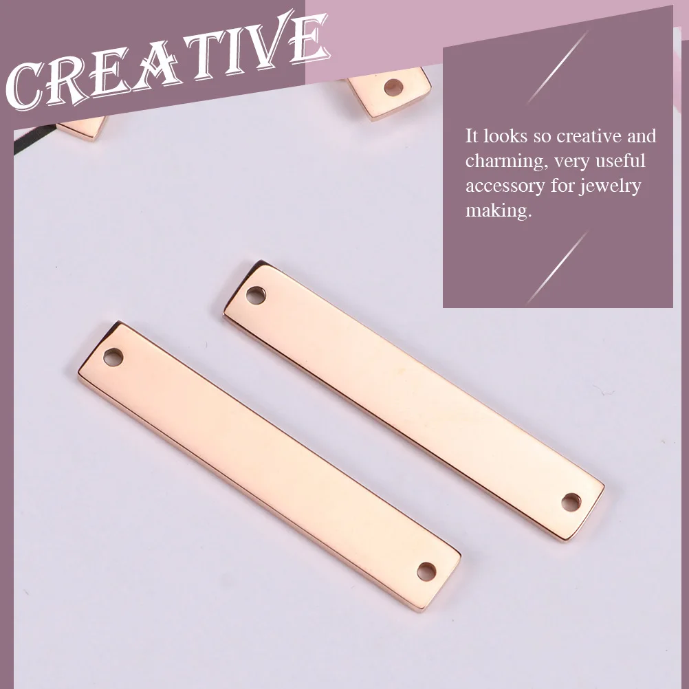 15Pcs Stainless Steel Charms DIY Blank Stamping Tags Engravable Rectangular Pendants Jewelry Making Craft Accessories