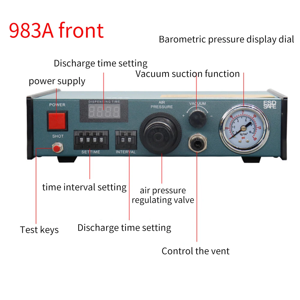 Imagem -05 - Dispensador de Cola Automática com Pedal Manual Controlador Dispensador Pneumático Flux Solda Colar Líquido 983a