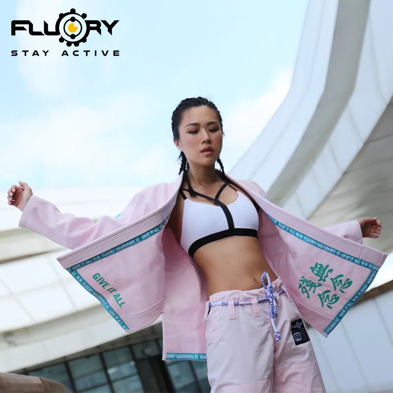 FLUORY High-Quality Embroidered Contrasting Brazilian Jiu Jitsu Suit Set Martial Arts Training Suit Jiu Jitsu Suit