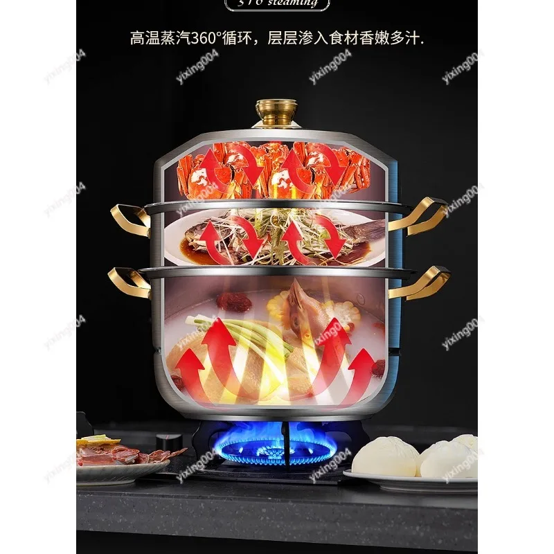 Multi-layer 316 Stainless Steel Steamer Pot, Household Thickened Cookware for Universal Stove Use