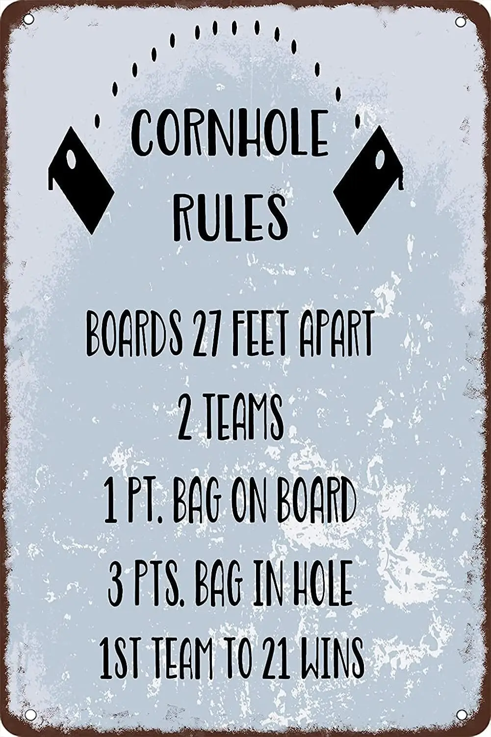 Corn Hole Rules Metal Tin Sign Vintage Style Poster for Home Shop Cafe Garage Wall Decor Tin Sign 8 x 12 Inches