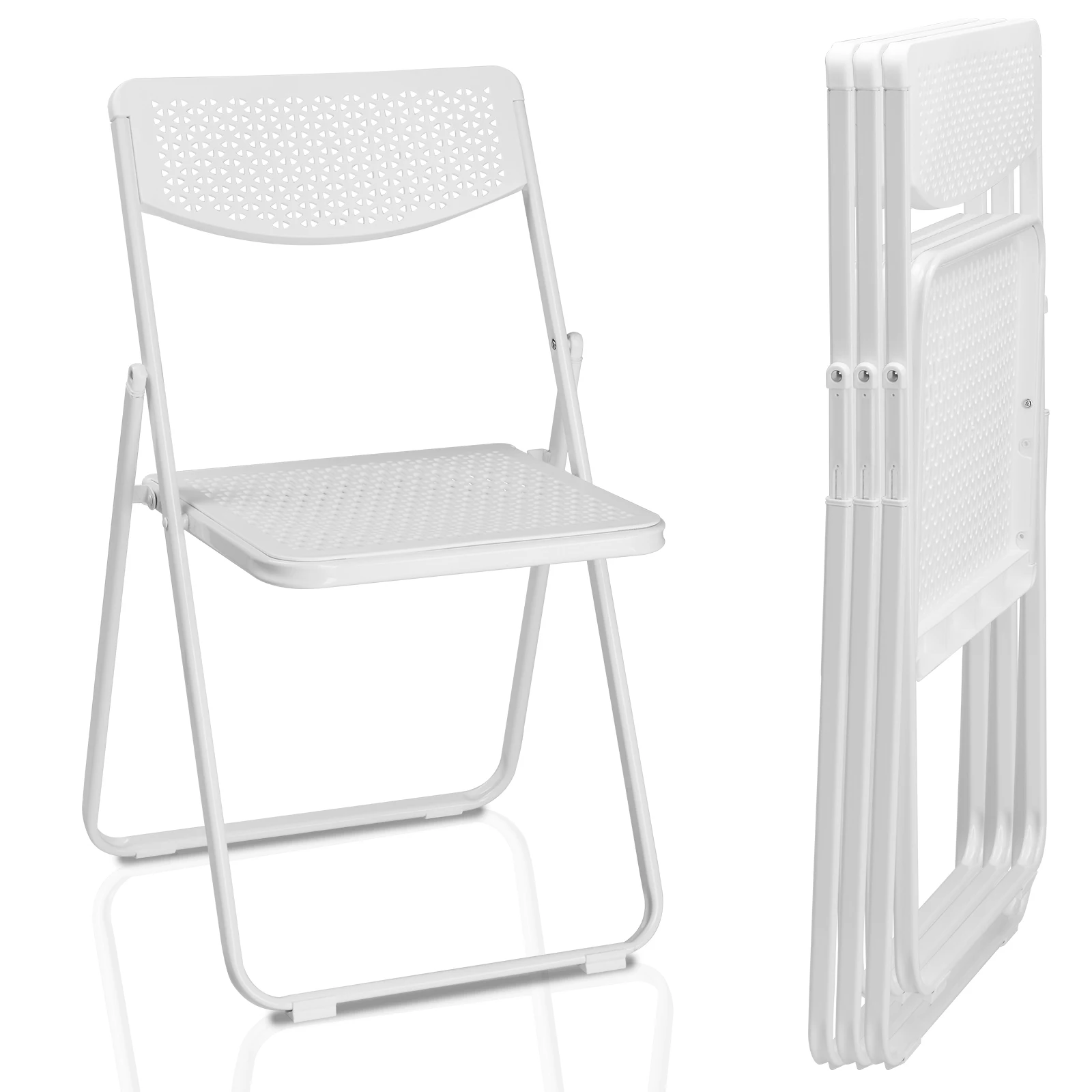 4-pack Plastic Folding Chairs, Lightweight Stackable Commercial Chairs, Portable Event Seating, Indoor and Outdoor Use