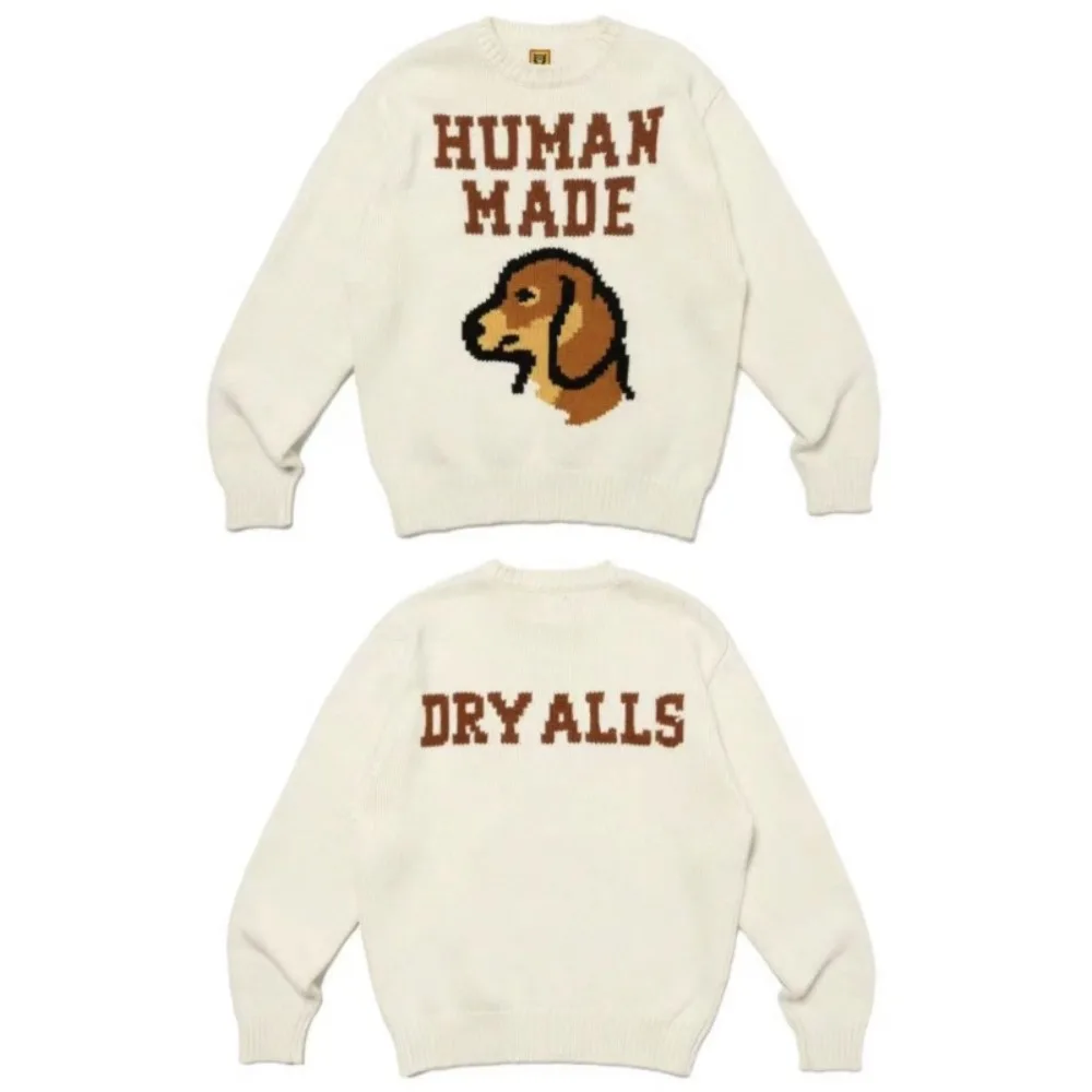 HUMAN MADE Fall Winter Celebrity Style Trendy Knit Long Sleeve Couple Top, Warm Sweater