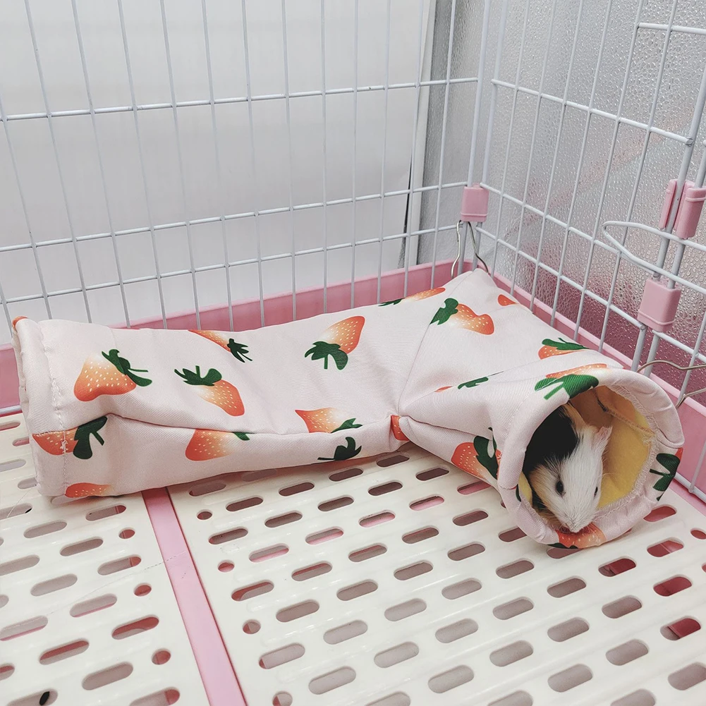 Guinea Pig Tunnel With Crystal Velvet Fabric Interior Acrylic Shaping Ring Pet Hideout Accessories For Bunny Kitten Rabbit