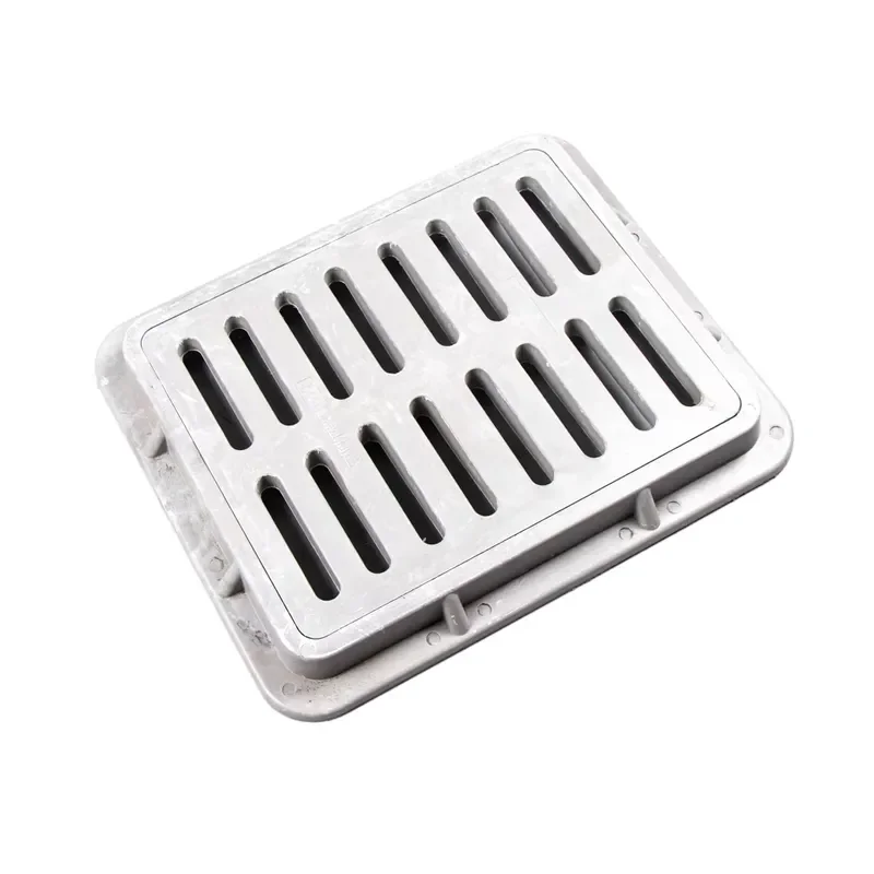 350x450mm Square SMC Composite Drain Grille Cover with Frame A15 Load Class Gutter Grid for Outdoor Pavement Roadway Drainage