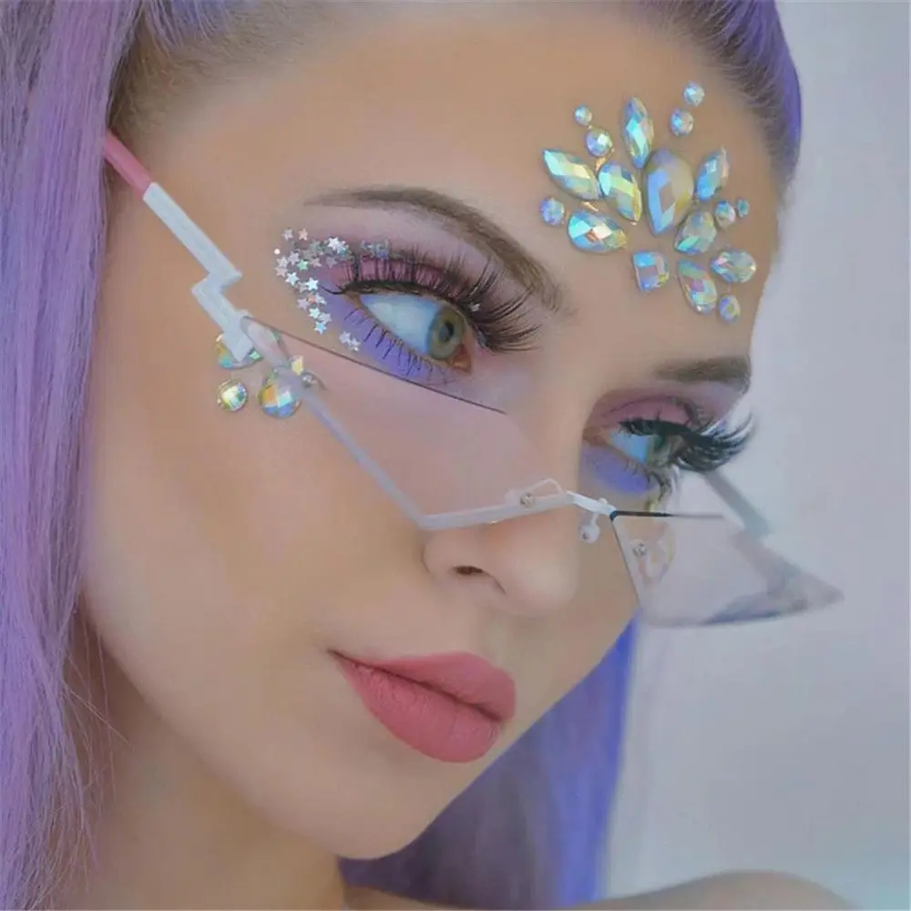 الرجعية السيدات النظارات UV400 الماس الشكل صحيح فيلم عدسة بدون شفة نظارات شمسية أزياء النساء النظارات الشمسية