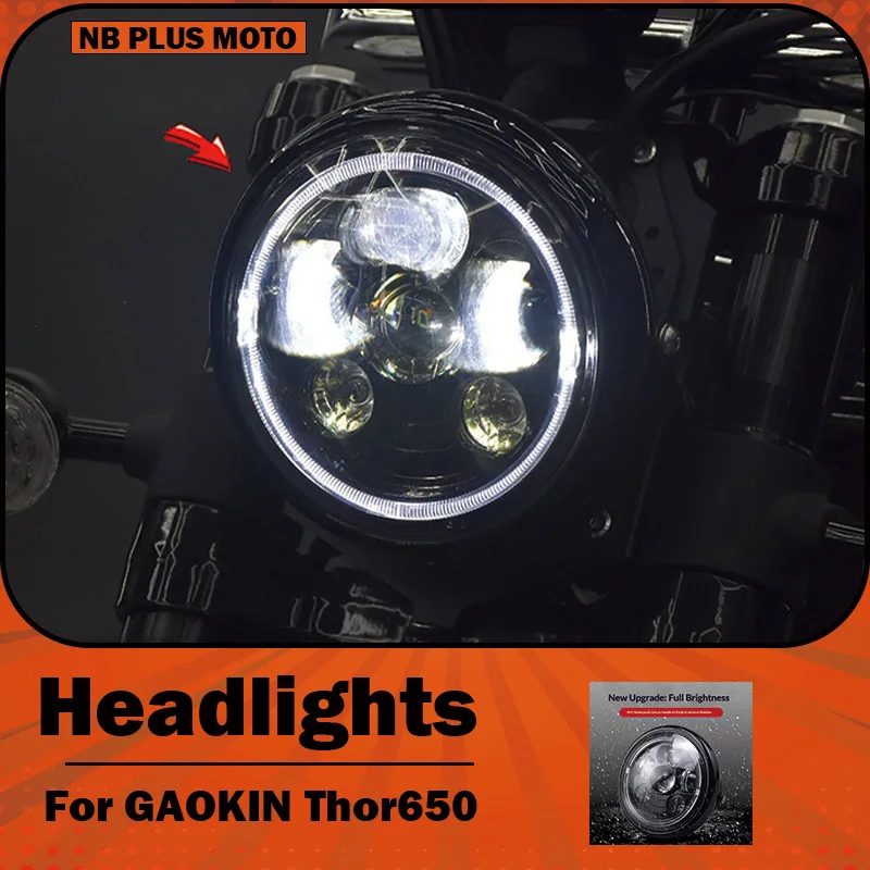 【Premium】For GAOKIN Thor650 modified with 7-inch “Angel Eye” retro-style round headlight assembly and ultra-bright LED headlight
