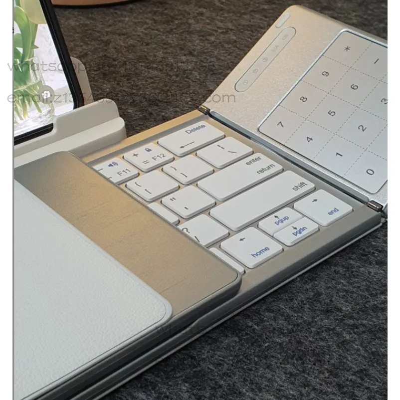 Triple Folding Keyboard Wireless Bluetooth Foldable Keyboard Suitable for Desktop Computers and Notebooks