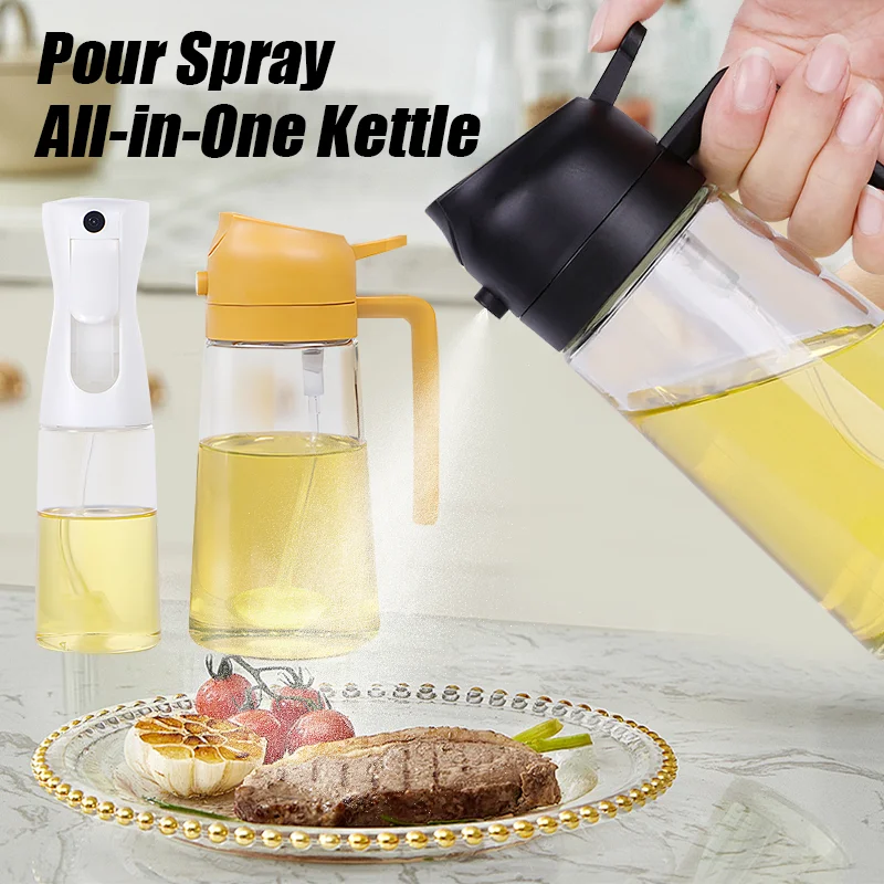 500ml Plastic Oil Sprayer 2in1 Olive Oil Spray Bottle Kitchen Cooking Oil Vinegar Containers For Camping BBQ Air Fryer Baking