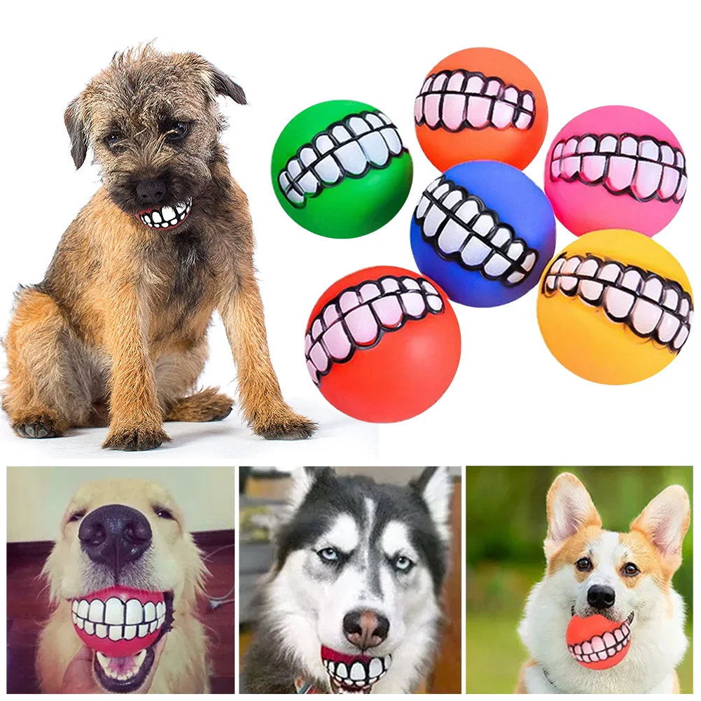 Dog Teeth Ball Toys Interactive Squeaker Sound Puppy Dog Toy Super Soft Colorful Funny Chewing Balls