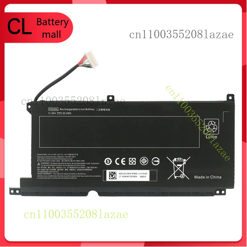 

52.5Wh PG03XL L48495-005 Battery for HP PAVILION 15-DK 16-A 15-dk0020TX TPN-C141