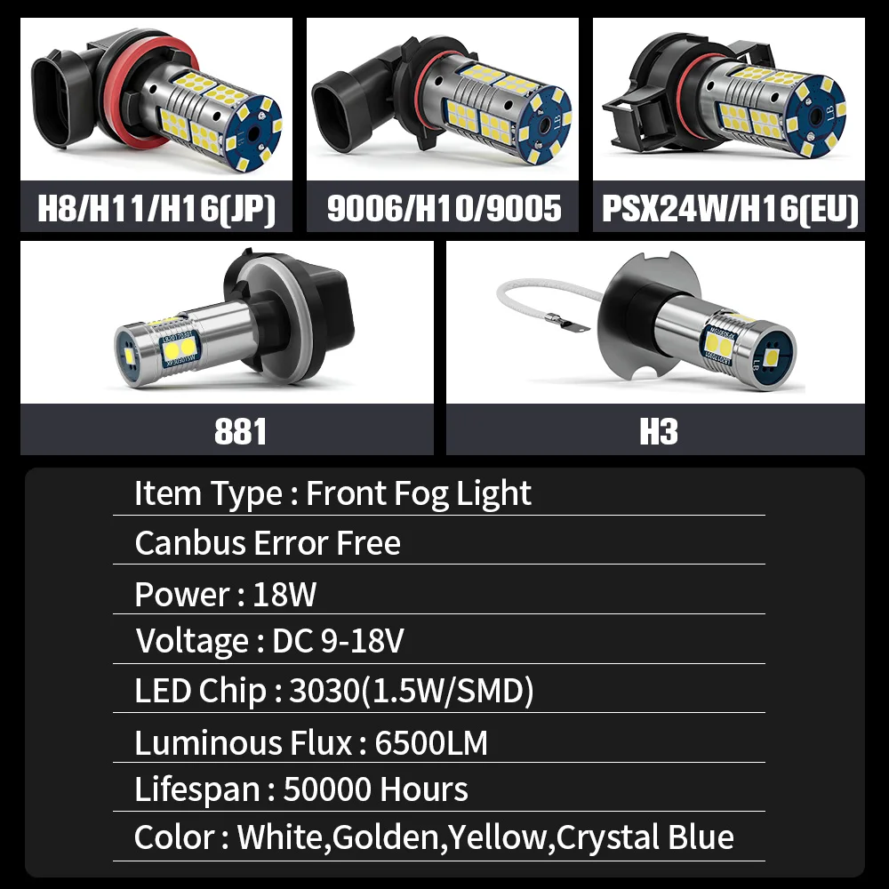 2 sztuk przednie światło przeciwmgielne LED żarówki akcesoria dla Peugeot 5008 2009-2021 2010 2011 2012 2013 2014 2015 2016 2017 2018 2019 2020