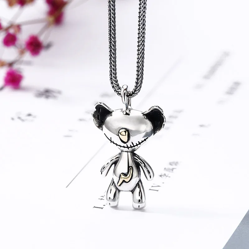 Wholesale 925 sterling silver puppet pendant, men's and women's necklace pendant, Korean retro vintage vintage vintage personali