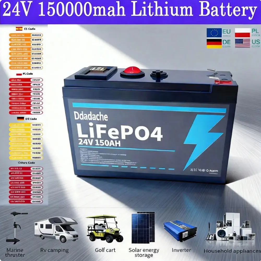 Lithium 24V 150Ah LiFePO4 Deep Cycle 4000+ Zyklen Akku Wiederaufladbare Batterie für Beleuchtung, Power Wheels, Solar-/Windkraft, kleine USVs