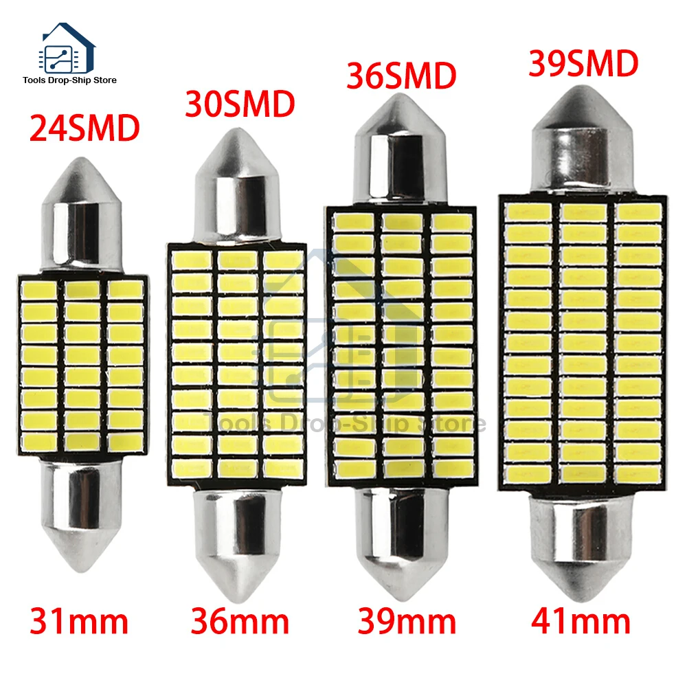 

31-41MM Automotive LED Decoding Lights 26-39SMD Carriage Headlights Car Interior Dome Roof Lamp License Plate Signal Lamp
