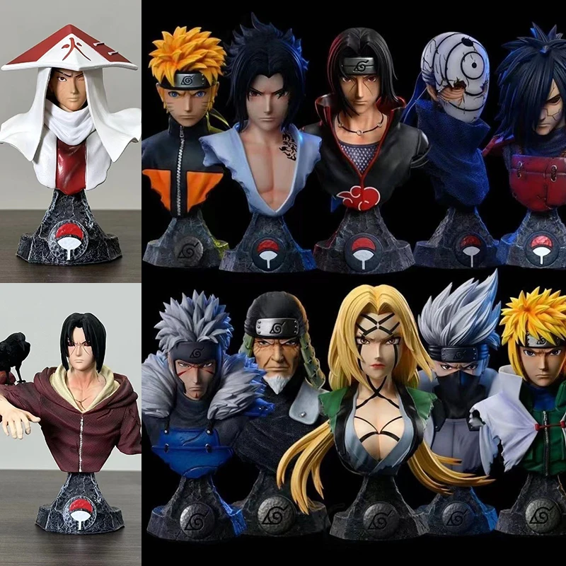 

Anime Uzumaki Naruto Akatsuki Uchiha Itachi Figures Kakashi Sasuke Statue Namikaze Minato Bust Toys PVC Tsunade Model Gfits
